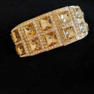 Citrine Square Cut Rhinestone Stretchy Bracelet💛